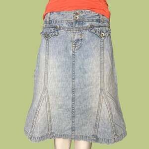 Vintage Flared Denim Skirt w/ Utility Pockets